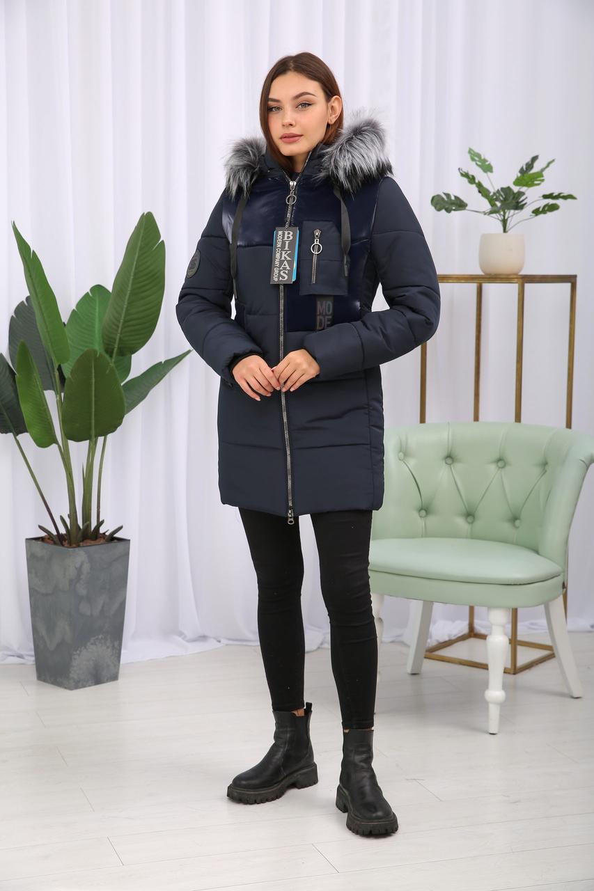 Тепла зимова жіноча коротка куртка з манжетами., фото 1