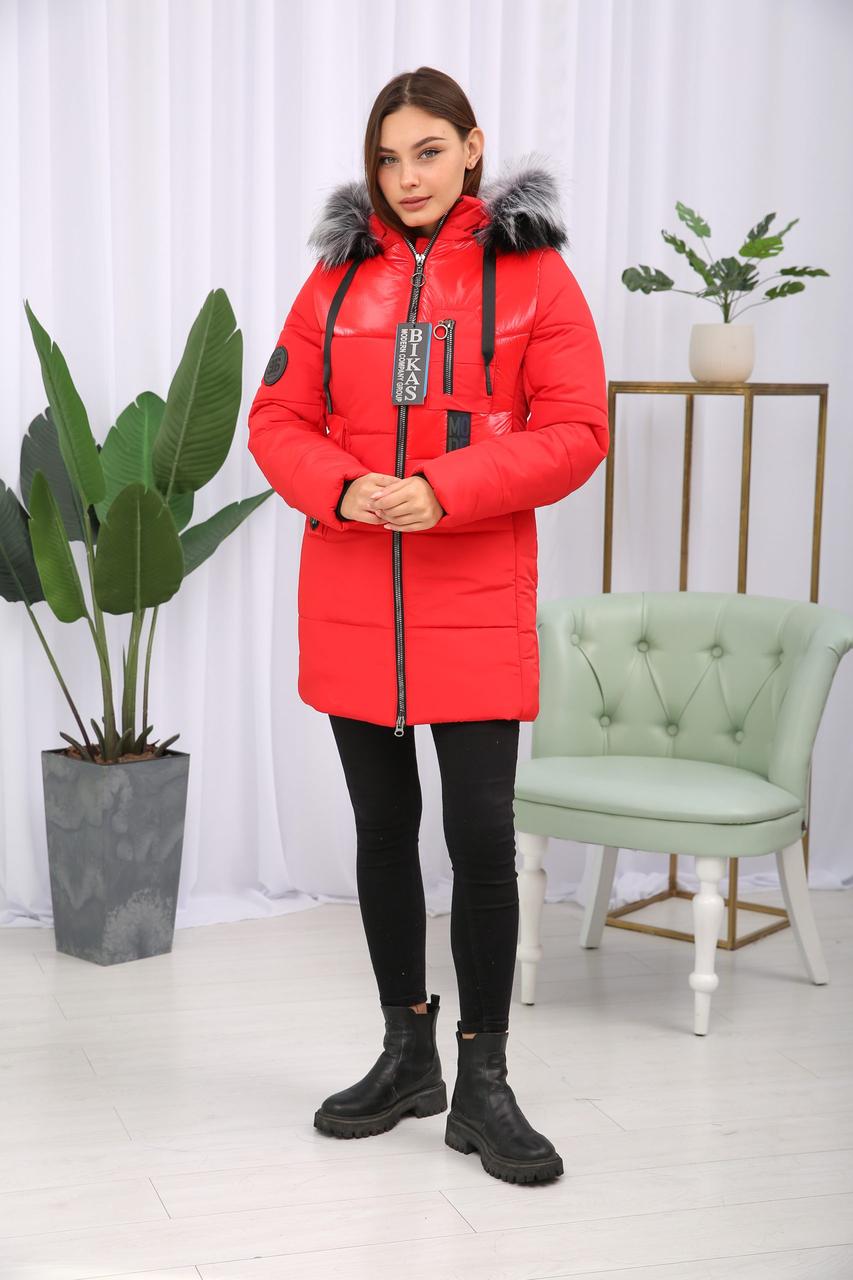 Жіноча фабрична зимова коротка куртка з манжетами., фото 1