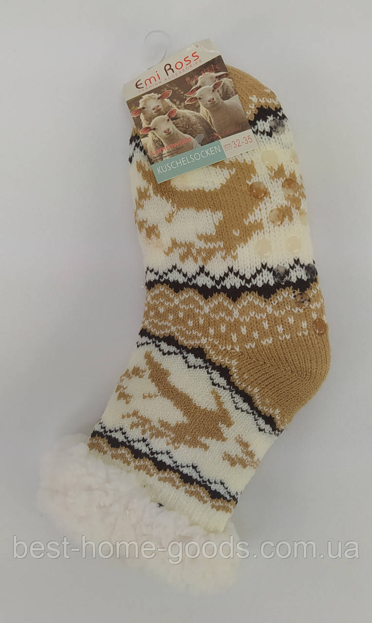 Теплі флісові шкарпетки для хлопчиків з хутром | домашні | антиковзні | етно дизайн | 28–31, 32–35, фото 1