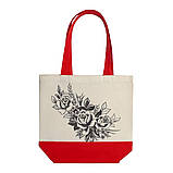 Еко-сумка з бавовни для покупок "Comby" (43х40х14 см) 240 г/кв.м незабарвлена з чорним, фото 7