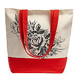 Еко-сумка з бавовни для покупок "Comby" (43х40х14 см) 240 г/кв.м незабарвлена з чорним, фото 6