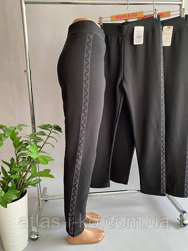 Лосины леггинсы женские утепленные на меху Натали с узорами из страз ...