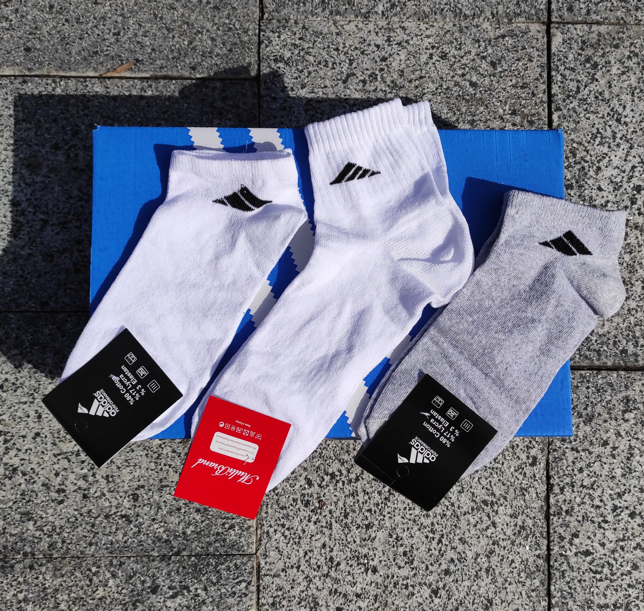 Набір 5 шт Чоловічі шкарпетки Adidas демісезонні в асортименті, фото 1