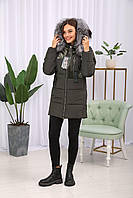 Куртка женская зимняя теплая с натуральным мехом чернобурки Finland. Бесплатная доставка