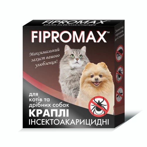 Фото - Ліки й вітаміни FIPROMAX Капли противопаразитарные для котов и мелких собак весом 4-10 кг,
