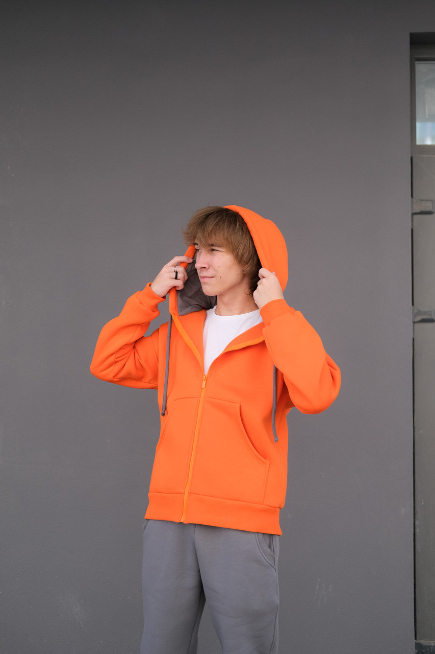 Теплий чоловічий костюм фліс худі зі змійкою, фото 1