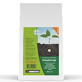 Капустянка й личинки хруща — Ініціатор 1 кг, Bayer: інсектицид + добрива; внесення в лунку, захист коренів саджанців надовго