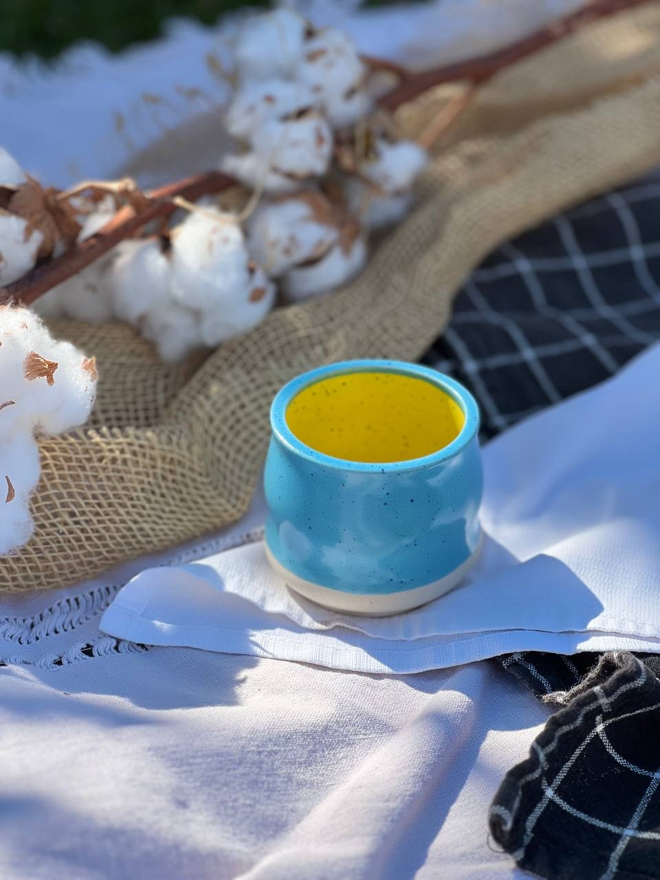 Чашка «Cupping bowl» 160 мл, «Блакитно-жовта»