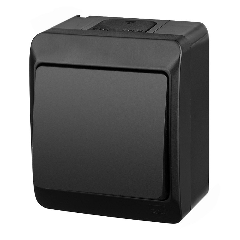 Вимикач 1-клавішний Elektro-Plast Hermes IP44 10А чорний (0331-09), фото 1