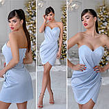 Атласна міні-сукня з корсетним ліфом Люкс сіра (різні кольори) XS S M L, фото 4