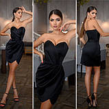 Атласна міні-сукня з корсетним ліфом Люкс чорна (різні кольори) XS S M L, фото 9