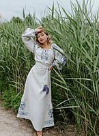 Эксклюзивное женское платье с вышивкой "Петриковка" лен 46-48 р
