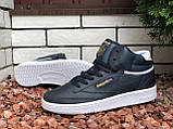 Чоловічі кросівки Reebok Club C 85 Face шкіряні стильні молодіжні темно-сині, фото 4