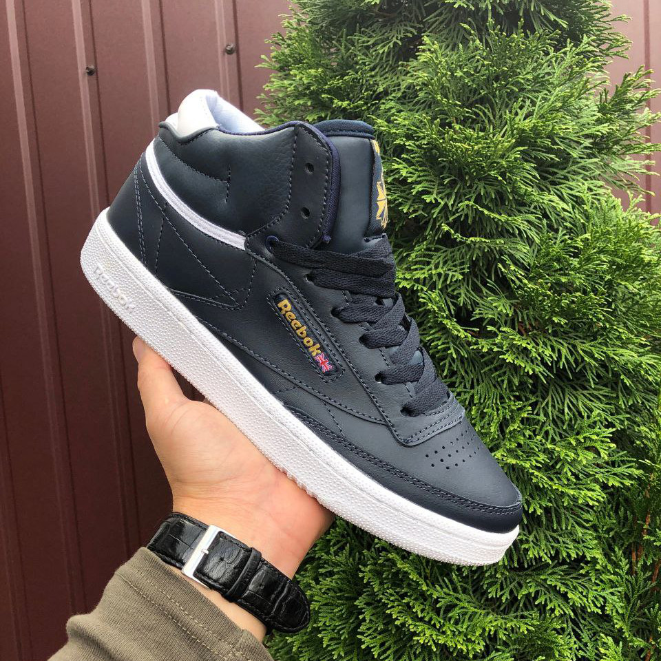 Чоловічі кросівки Reebok Club C 85 Face шкіряні стильні молодіжні темно-сині