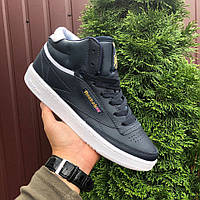 Мужские кроссовки Reebok Club C 85 Face кожаные стильные молодежные темно-синие