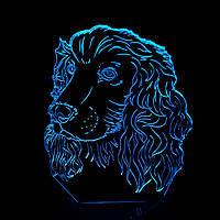 Акриловый 3D светильник-ночник собака синий
