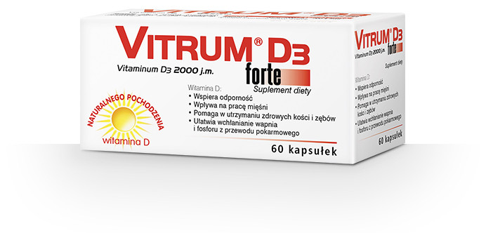 Vitrum D3 Forte 2000 IU (50 мкг), вітамін D, холекальциферол, 2000 МО, 60 капсул на 2 місяці прийому