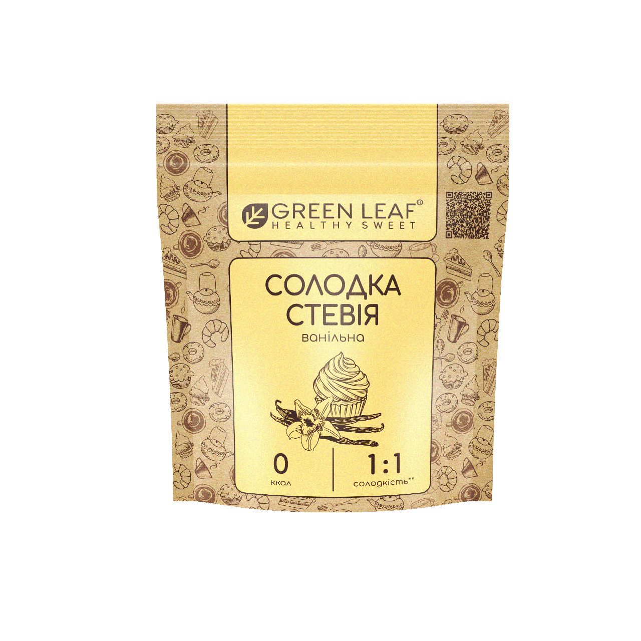 Цукрозамінник Стевія ванільна, Green Leaf, 100 г, 1:1
