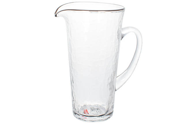 Глечик Donna з рельєфного прозорого скла зі срібною облямівкою 1500 мл, 13*8.2*24.3 см. (579-253), фото 1