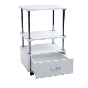 Стіл-візок косметологічний МИА 45х35х76см. білий з ліловим фасадом