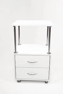 Стіл-візок косметологічний ТОР 45х35х76см. білийс малиновим фасадом