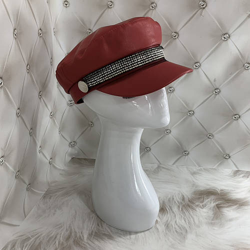 Купить Женский картуз, кепи, фуражка из кожзама со стразами Megan ...