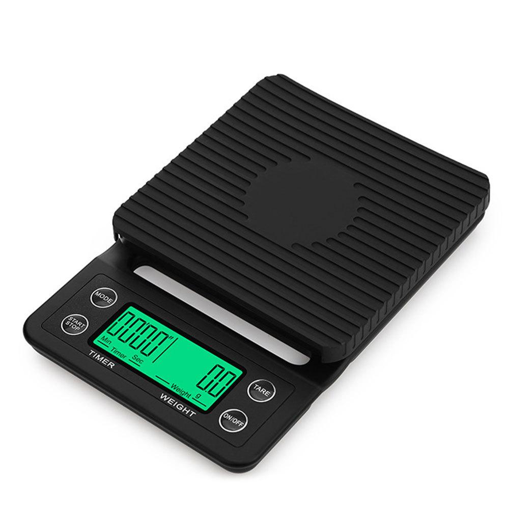 Ваги кухонні для кави 5 кг/0.1 г з таймером/LED дисплеєм Kitchen Helper чорні (LB-67614)