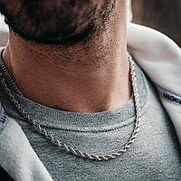 Мужская металлическая серебряная цепочка цепь на шею из нержавеющей стали, подвеска ширина 5 мм