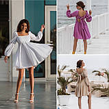 Жіноча міні-сукня з відкритою спинкою Люкс беж (різні кольори) XS S M L, фото 6