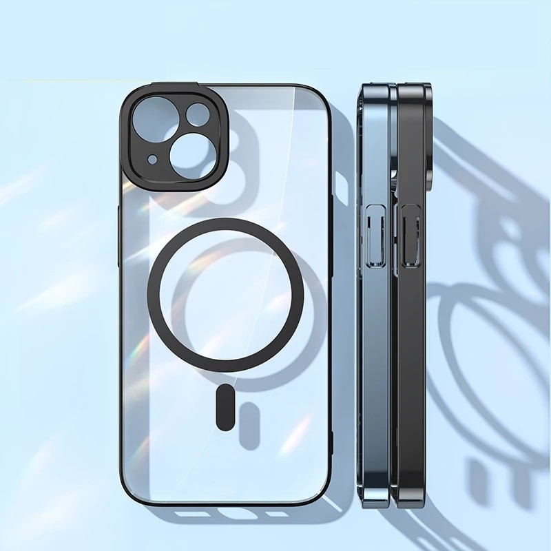 Прозорий чохол Magsafe Baseus Glitter Magnetic для iPhone 14 (захисне скло в комплекті)