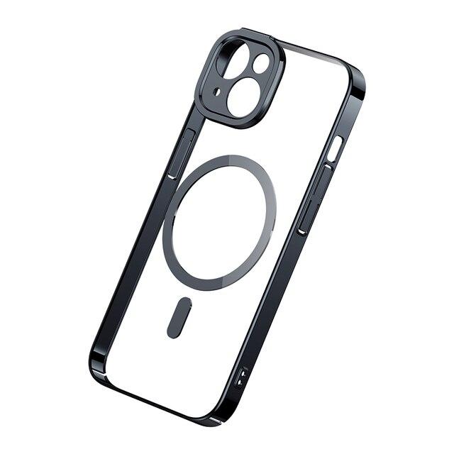 Прозорий чохол Magsafe Baseus Glitter Magnetic для iPhone 14 Plus (захисне скло в комплекті)