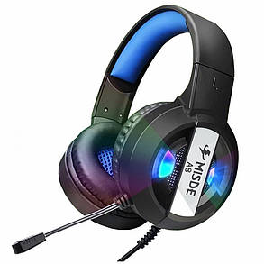 Навушники ігрові Misde A8 з мікрофоном та підсвічуванням Black/Blue (7939), фото 1