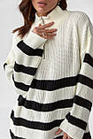 В'язаний светр у смужку зі змійкою на комірі, фото 4