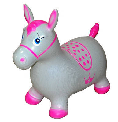 Дитячий стрибун-лошадка MS 0373 гумовий (Сірий з рожевим)