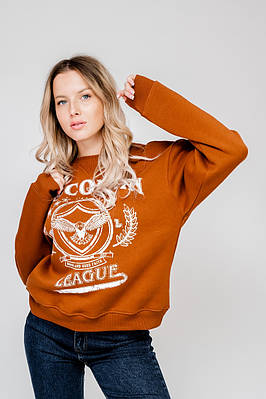 Свитшот з написом коричневий, жіночий коричневий світшот 4456 (2000000086507)