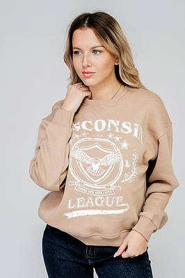 Свитшот з написом бежевий, жіночий світшот бежевий 4456 (2000000086439)