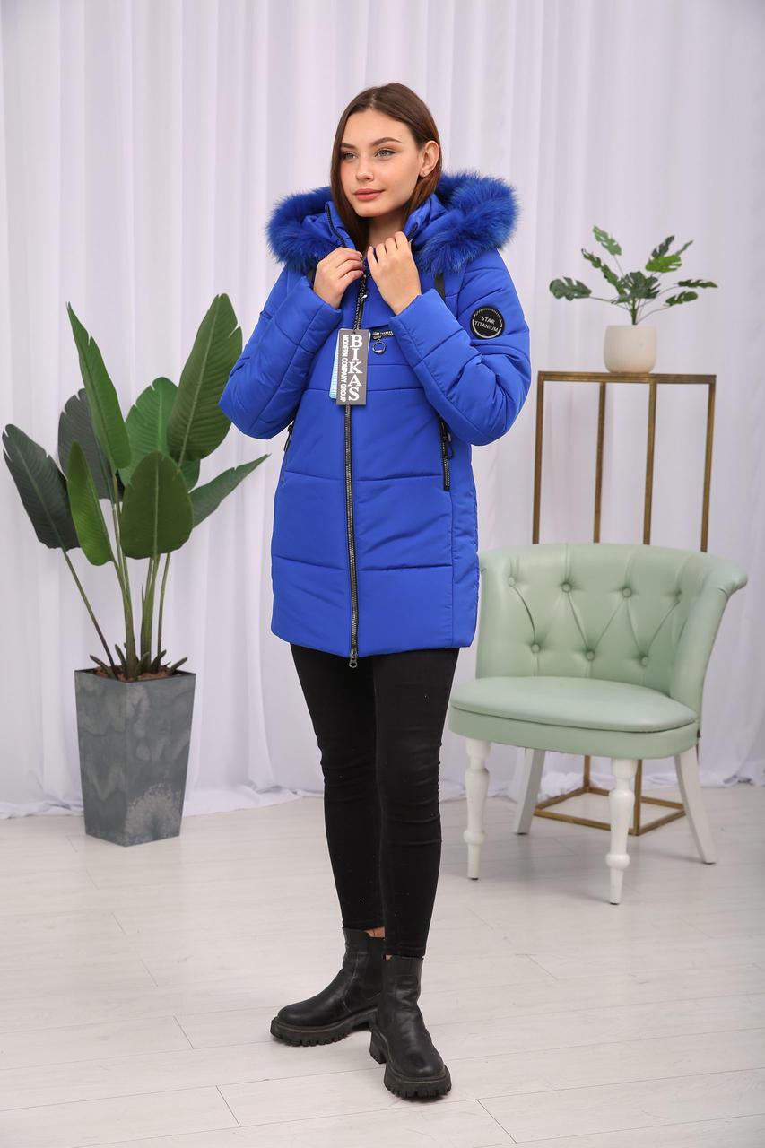 Зимова фабрична жіноча коротка куртка з хутром., фото 1