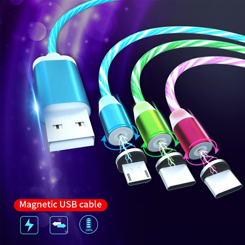 Магнітний USB-кабель GARAS з повною підсвіткою 1 м (Type C)