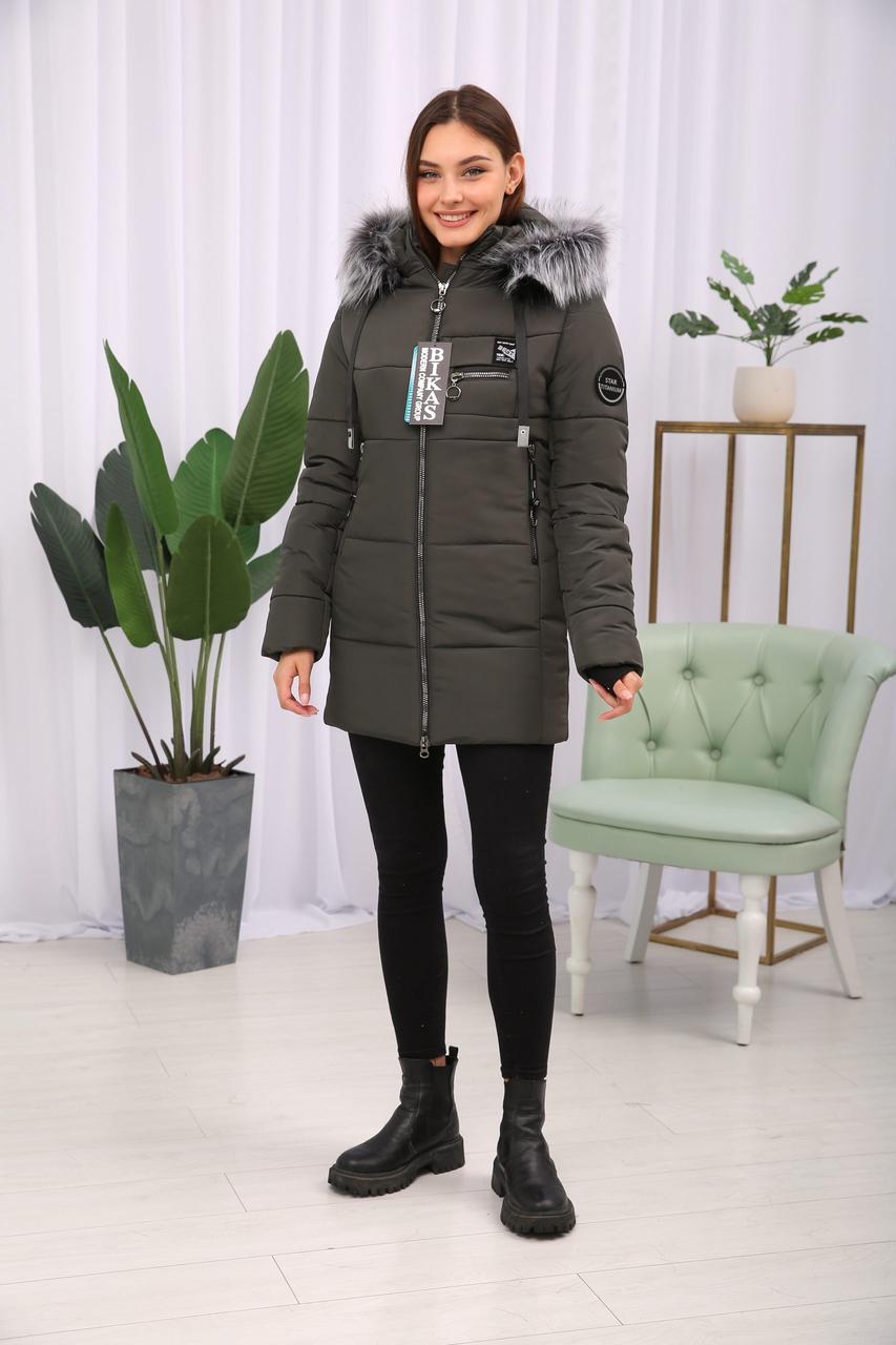Жіноча зимова тепла коротка куртка на тінсулейті., фото 1