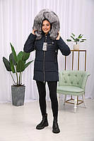 Зимняя теплая женская с капюшоном куртка на тинсулейте с чернобуркой . Бесплатная доставка