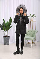 Зимняя черная теплая женская короткая куртка на тинсулейте с чернобуркой . Бесплатная доставка