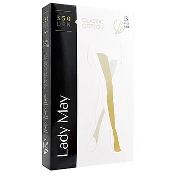 Колготки жіночі бавовна Lady May Cotton 350 Den, чорні, 3 розмір 1 шов (48-50), 07603