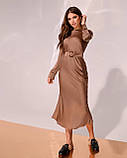 Шовкова жіноча сукня довжини міді Люкс бронза (різні кольори) XS S M, фото 4