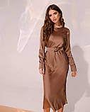 Шовкова жіноча сукня довжини міді Люкс бронза (різні кольори) XS S M, фото 3