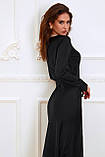 Шовкова жіноча сукня довжини міді Люкс чорне (різні кольори) XS S M L, фото 9