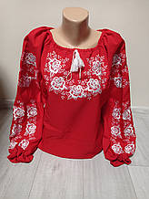 Дизайнерська червона жіноча вишиванка "Чарівність" з білою вишивкою Україна УкраїнаТД 44-64 розміри