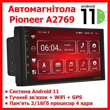 Автомагнітола 2 DIN Pioneer A2769 HD7088 216 Гб Android 11 + 3D-екран Wi Fi Bluetooth Gps Навігація