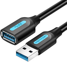 Подовжувальний кабель Vention USB 3.0 Type A для передачі даних 5 Гбіт/с 0,5 м Чорний CBHBD