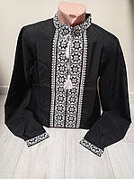 Дитяча чорна вишиванка з вишивкою для хлопчика підлітка  УкраїнаТД на 6-16 років