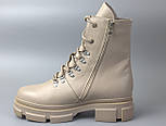 Кремові черевики на хутрі на платформі жіноче взуття великих розмірів 40-44 COSMO Shoes LoLe Beige BS, фото 3
